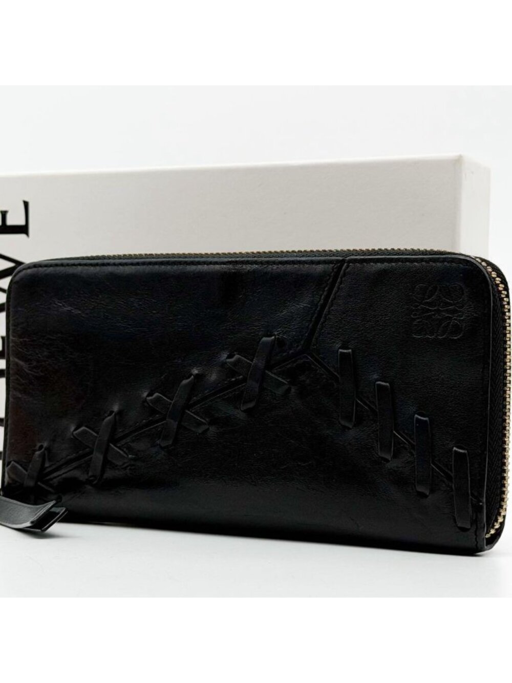 Loewe Puzzle Lace Zip Around Round Anagram Leather Wallet